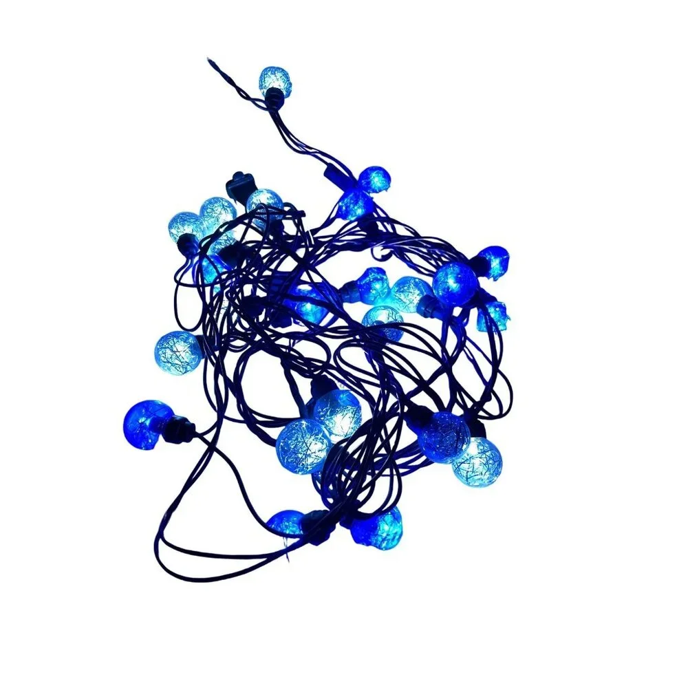 Christmas Tree LED String Lights Used Blue Clear with Tinsel Inside Used